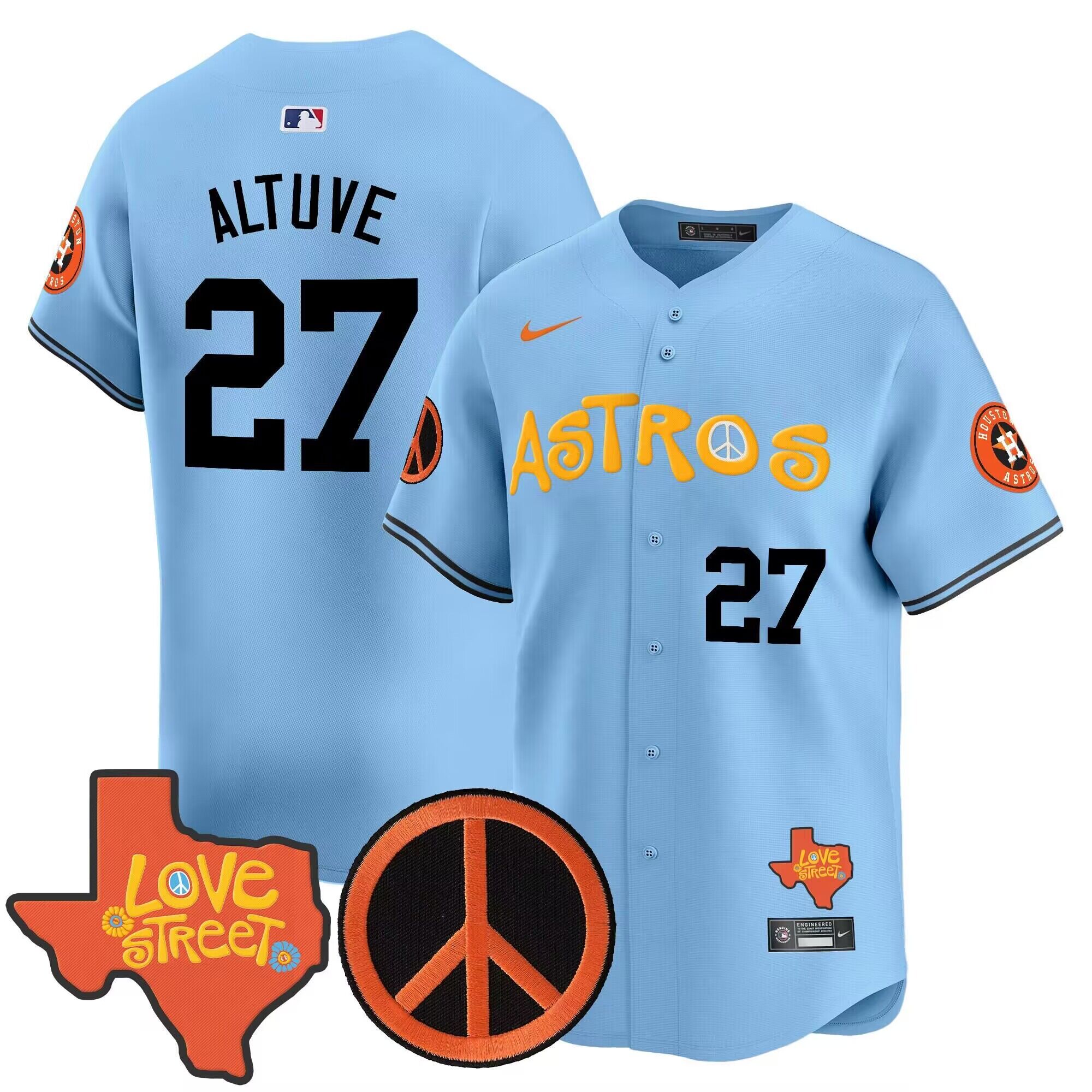 Men 2024 MLB Houston Astros #27 Altuve blue stitched jerseys